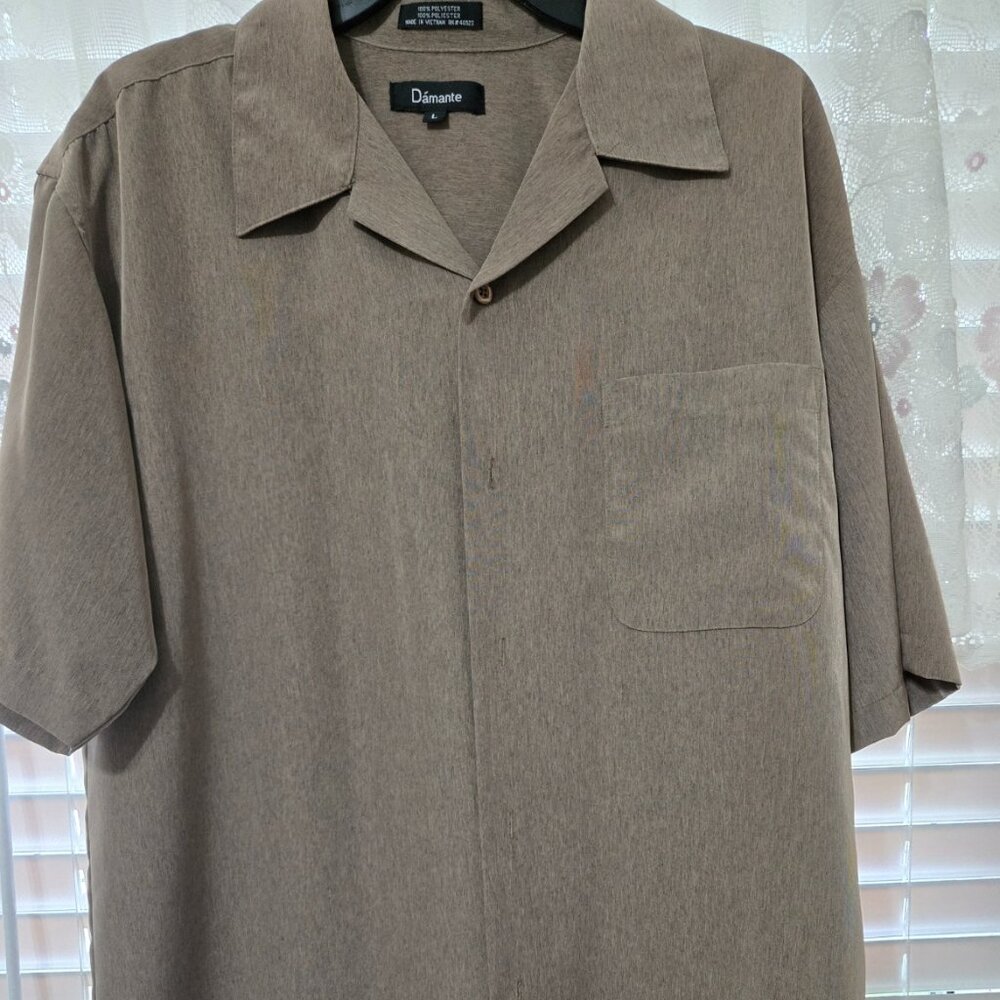 Mens D`amante Short-Sleeve Shirt. Brown. Sz. Large